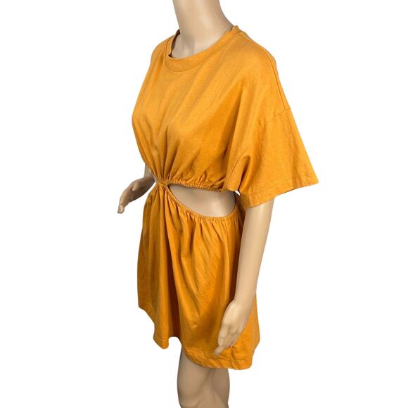 Free People Beach Mustard Orange Dandelion Cut Out Mini T-shirt Dress SZ XS - Picture 8 of 12
